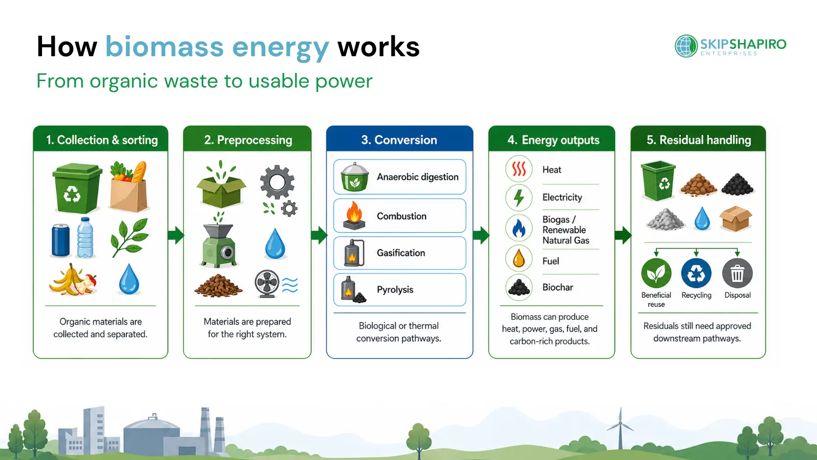 Infographic on how biomass energy works